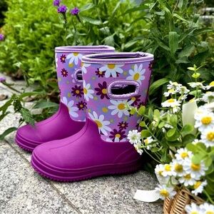 Floral Pink HUGRain Kids Boots
